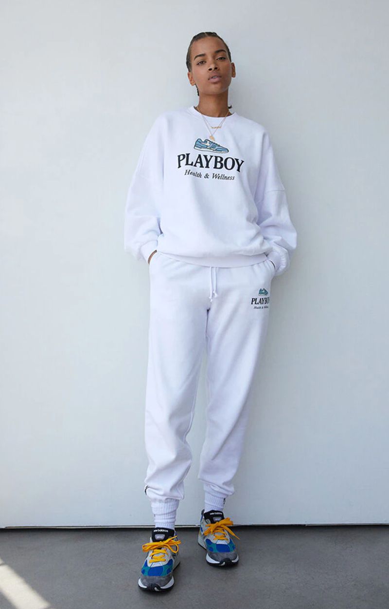 Pantaloni Playboy Oversized Sweats Donna Bianche | 46810LPYF