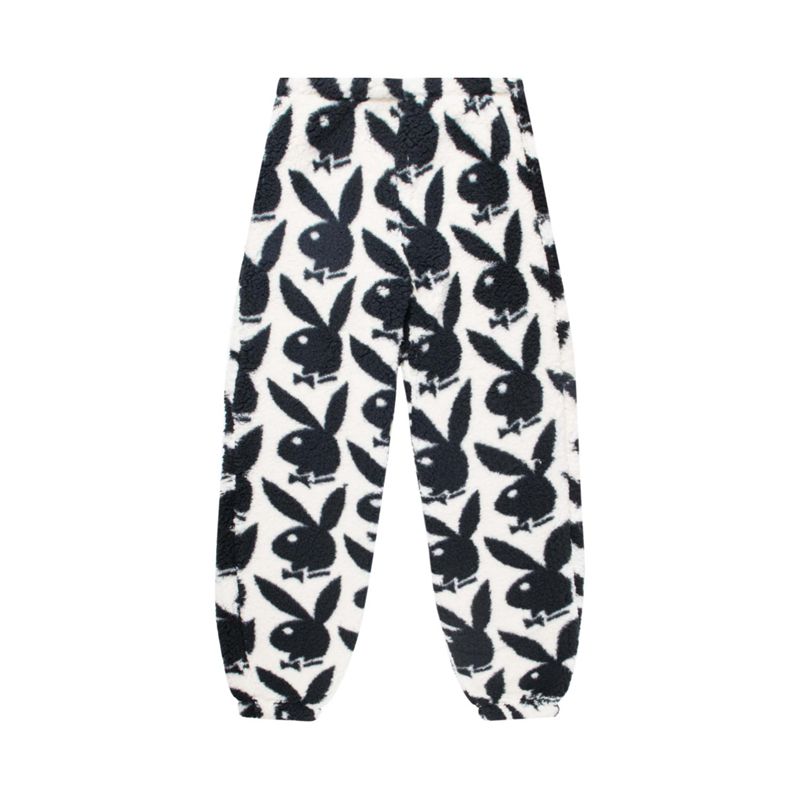 Pantaloni Playboy Repeating Rabbit Head Sherpa Sweats Donna Bianche Nere | 36582LPFA