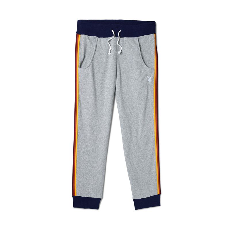 Pantaloni Playboy Strada Trip Striped Warmup Sweats Donna Grigie Nere | 78206CYFZ