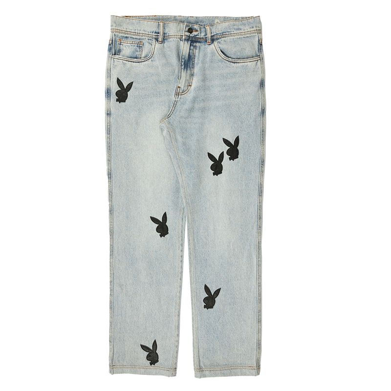 Pantaloni Playboy X Pleasures Bunny Applique Denim Uomo Grigie | 80437BLYC