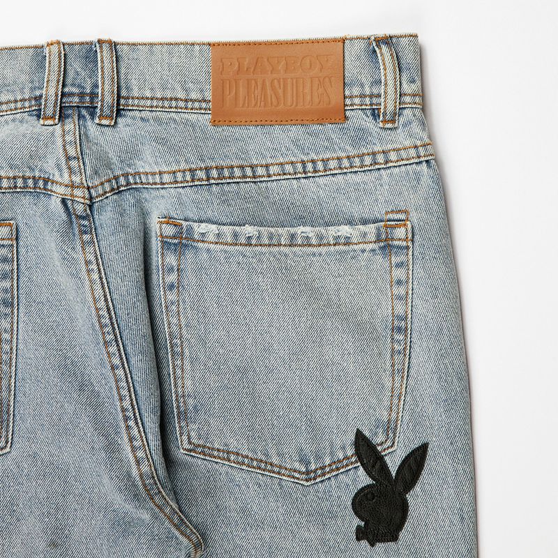 Pantaloni Playboy X Pleasures Bunny Applique Denim Uomo Grigie | 80437BLYC