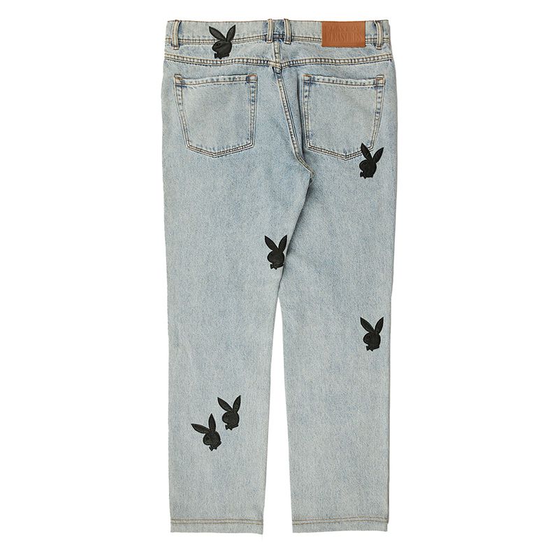 Pantaloni Playboy X Pleasures Bunny Applique Denim Uomo Grigie | 80437BLYC