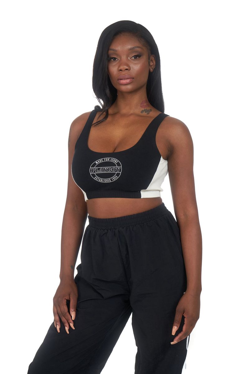 Tank Playboy Boxing Sports Bra Donna Nere | 81695TLVI