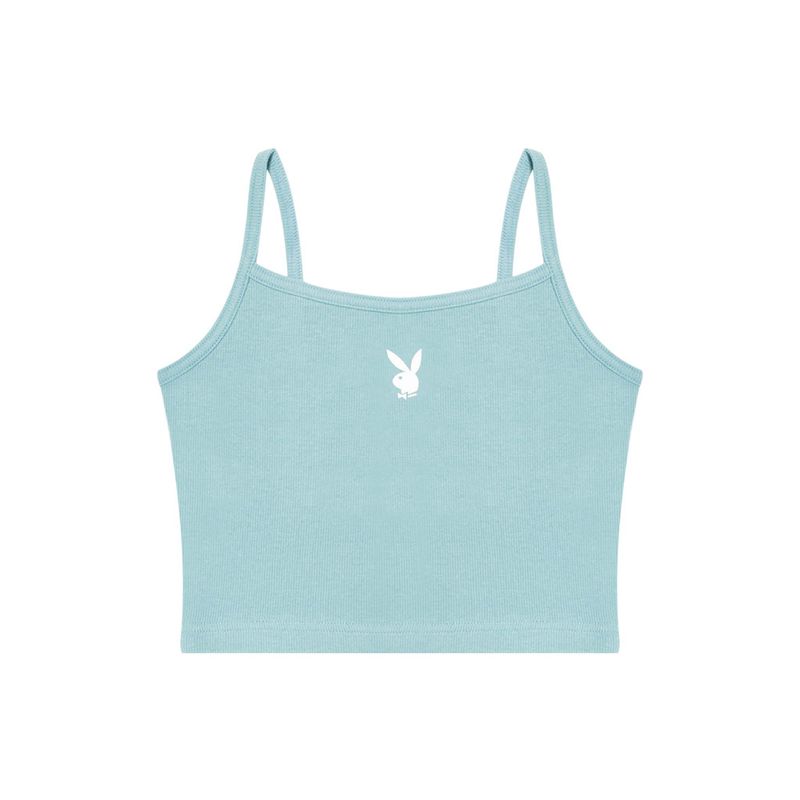 Tank Playboy Classiche Ribbed Scoop Donna Blu | 09274AHYJ