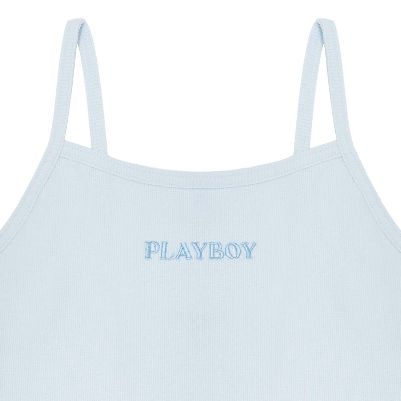 Tank Playboy Ribbed Top Donna Blu | 83719GPBA