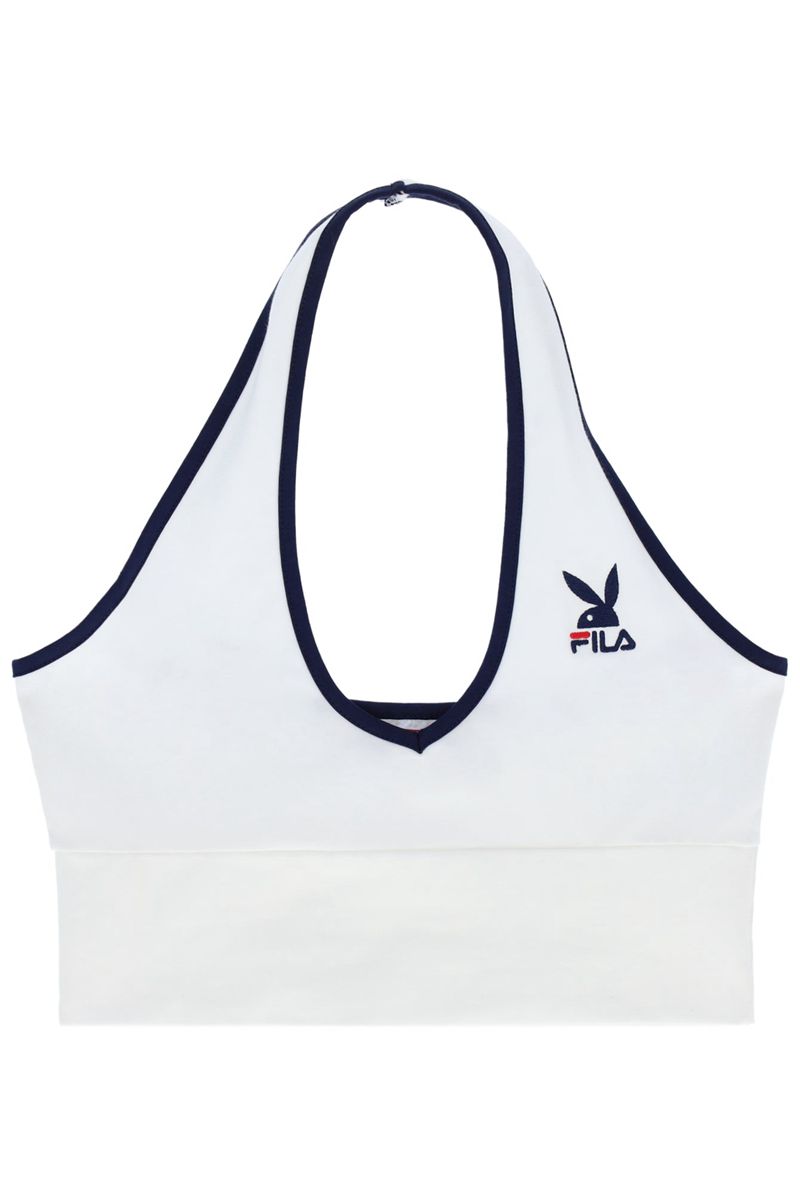 Tank Playboy X Fila Madeline Halter Donna Bianche | 65039PZUQ