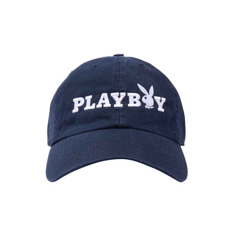 Cappelli Playboy 47 Brand Adjustable Dad Uomo Blu Marino Bianche | 92015HKMS