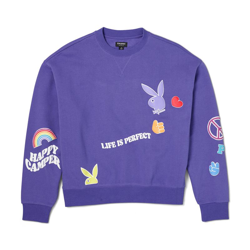 Felpa Con Cappuccio Playboy Cabin Fever Crew Neck Donna Viola | 14897RKYT