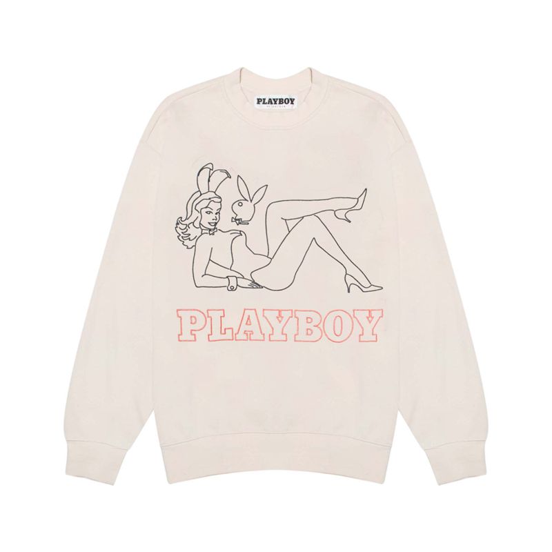 Felpa Con Cappuccio Playboy Late Night Crewneck Uomo Rosa | 78514ZHOL