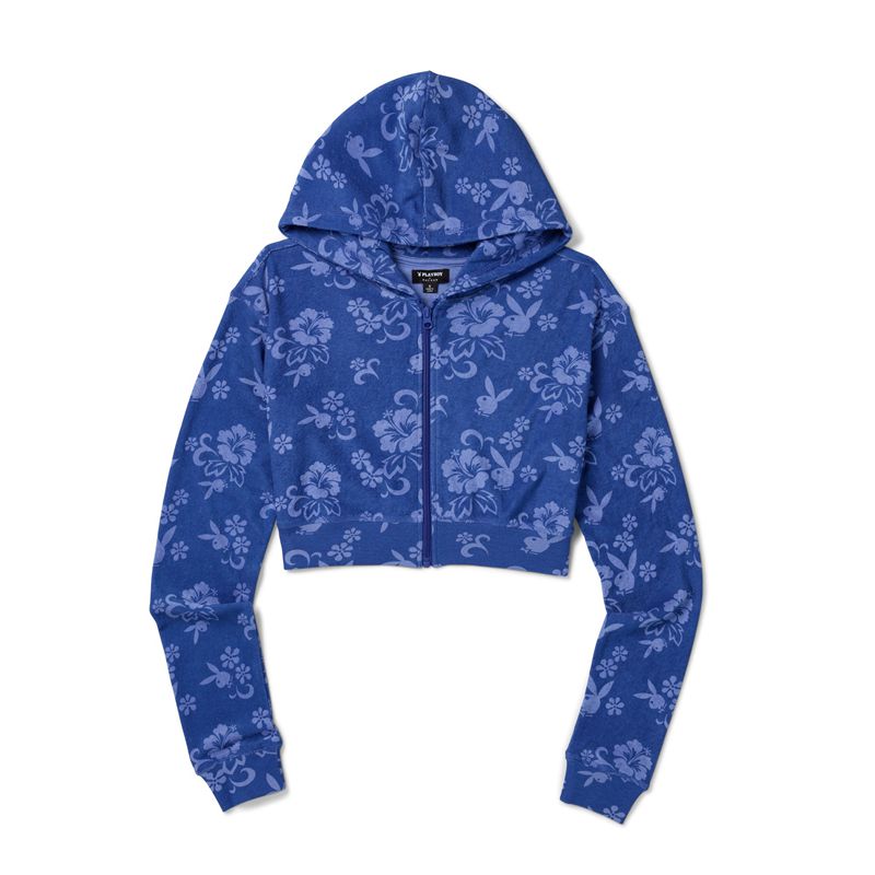 Felpa Con Cappuccio Playboy Tidal Terry Donna Blu | 67895BCJI