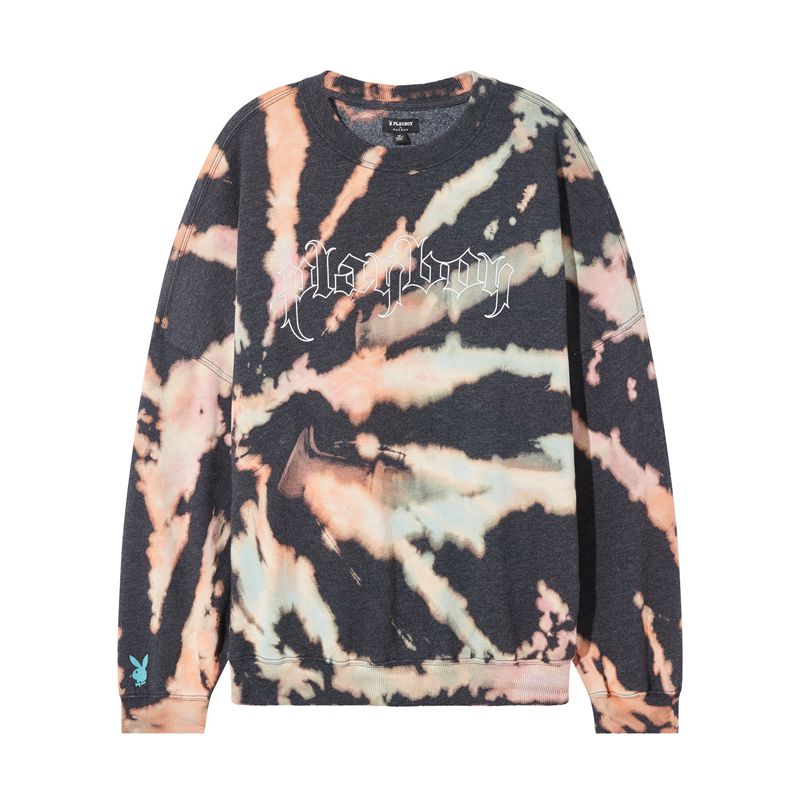 Felpa Con Cappuccio Playboy Tie-Dye Grunge Crewneck Donna Colorate | 78203DKRA