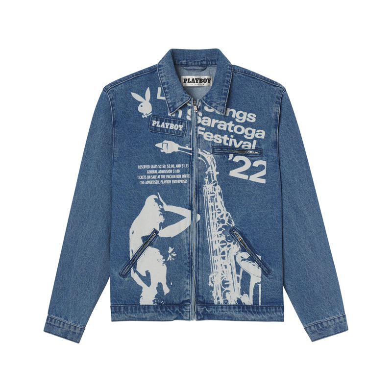 Giacca Playboy Jazz Denim Jacket Uomo Blu | 93421STNW