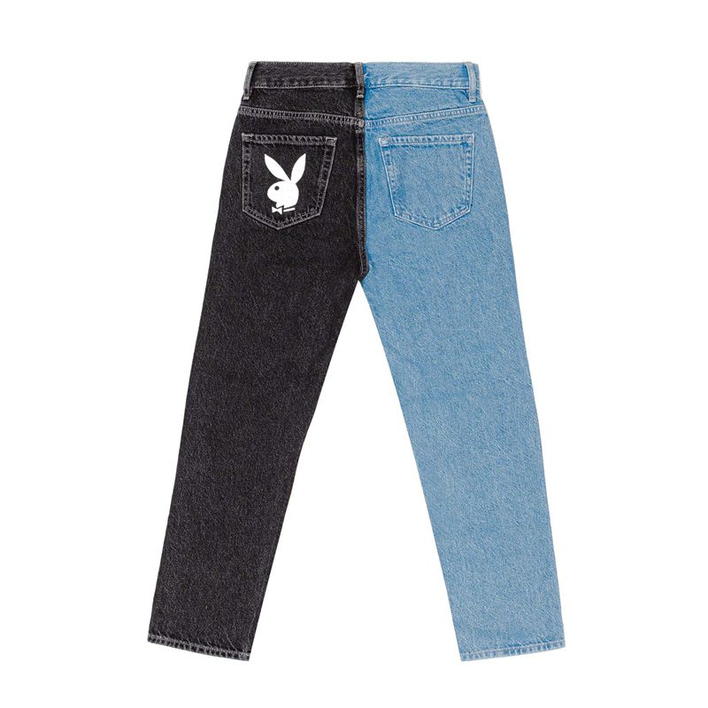 Jeans Playboy Two-Tone Ultra High Waisted Slim Fit Donna Blu Nere | 53724GCFR