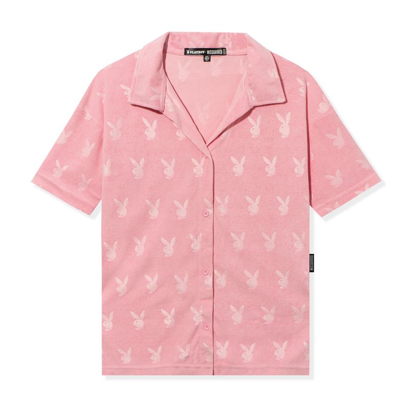 Loungewear Playboy Missguided Sportive Button Down Shirt Donna Rosa | 01968PEFM