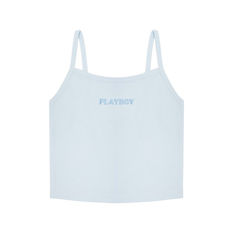 Tank Playboy Ribbed Top Donna Blu | 83719GPBA